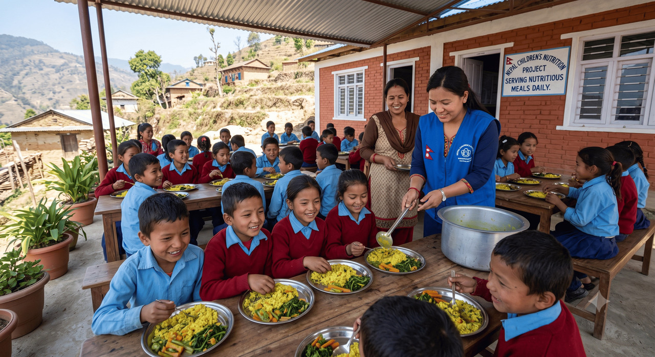 Children receiving a nutritious meal